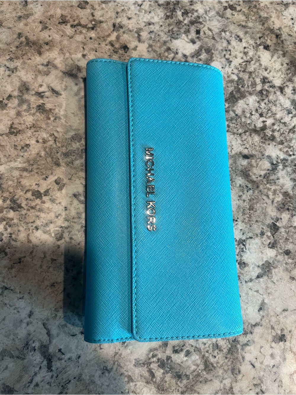 Michael Kors Turquoise Saffiano Leather Phone Case Wallet